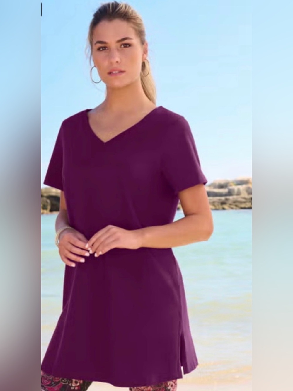 Romans Women’s V-Neck Swim Tunic in Deep Plum